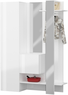Kompaktgarderobe >Anzio< in Weiß Hochglanz - 140x191x35cm (BxHxT)