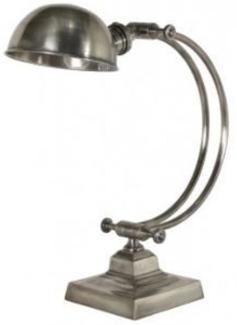 Casa Padrino Tischleuchte Antik Silber 20 x 20 x H 43 cm - Leuchte - Schreibtischleuchte - Büroleuchte