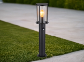 Stehleuchte, Außenleuchte, Sensor, Edelstahl, Glas, IP54, H 60 cm