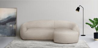 LeGer Home by Lena Gercke Ecksofa YANI, L-Form, Designersofa, organische Form, Maße B/T/H: 255/170/81 cm, mit Wellenunterfederung, auch in Bouclé, Recamiere rechts/links