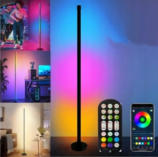POPOLIC LED Stehlampe 120 cm Eckleuchte mit dimmbarem RGB-Licht, Fernbedienung und APP, über 3000 Beleuchtungsmodi, Musikmodus, DIY-Modus und Zeitfunktion, Weihnachts- und Neujahrsgeschenk, geeignet für Schlafzimmer, Spielzimmer