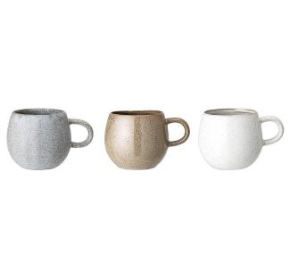 Bloomingville Tasse Addison, 3er Set, 500 ml, Kaffeetasse, Teetasse, Kaffeepot, Kaffeebecher, Keramik