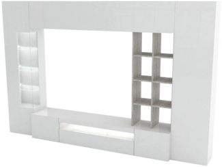 Dmora Ausgestattete Wand Azuro, TV-Ständer-Wohnzimmerset, Mehrzweck-Wohnzimmermöbel, 100 % Made in Italy, 290 x 40 x 192 cm, glänzendes Weiß und Beton,