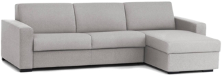 Dmora Schlafsofa mit Halbinsel Aika, Sofa mit umkehrbarer Containerhalbinsel, Standardarmlehnen, 100 % Made in Italy, 280 x 95 x 90 cm, Grau