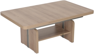 Couchtisch höhenverstellbar Clea 130x56x80 Holzwerkstoff Eiche Sägerau