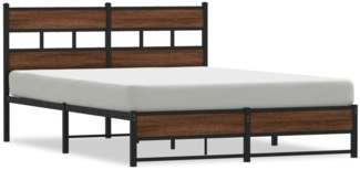 vidaXL Metallbett ohne Matratze Braun Eichen-Optik 160x200 cm 4017329
