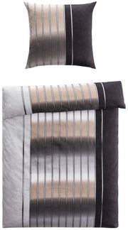 casa NOVA Bettwäsche HEDDA, 135 x 200 cm, Beige, Braun, Baumwolle, Satin, 2-teilig, mit Längsstreifen, Waschbar bis 60 °C