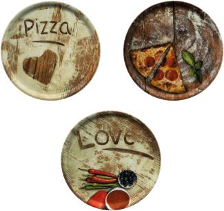 3er Set Pizzateller Oliven-, Salami- & Lieblingspizza Ø 31cm Platte XL-Teller