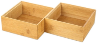Schramm Aufbewahrungsbox Schramm® 2 Stück Aufbewahrungsboxen aus Bambus stapelbar 4 Größen Schubladen Box Ordnungsbox Boxen Organizer Aufbewahrung Set (15 St)