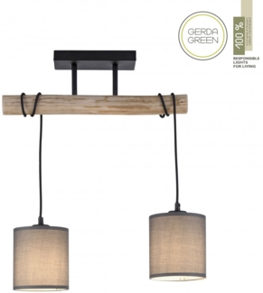 JUST LIGHT 15782-29 GREEN TRIBU Pendelleuchte taupe Stoffschirm 2-flammig