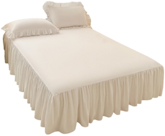 Kaket Bettwäsche Bettrock mit Rüschen, elastisches Bettlaken mit Plattform, 1 teilig, Bettumrandung mit elastischem Band für Betten