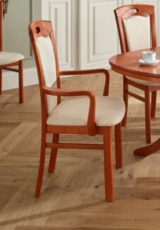 Home affaire Esszimmerstuhl FERDI, Armlehnstuhl, Made in Italy, Massivholz, Bezug Feinstruktur (wasser-und fleckabweisend) oder Struktur