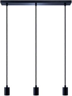 Paco Home Pendelleuchte HUGO SQ S, ohne Leuchtmittel, Stabile Lampenaufhängung E27 1,5m Textilkabel 3 Flammig 60cm Breit