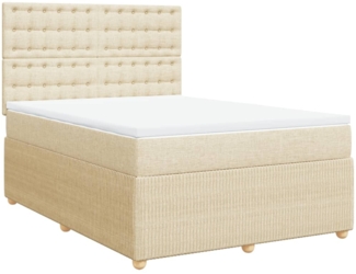 vidaXL Boxspringbett mit Matratze Creme 160x200 cm Stoff 3292126