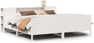 vidaXL Massivholzbett mit Regal ohne Matratze Weiß 200x200 cm Kiefer 3323054
