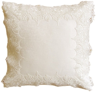 matches21 HOME & HOBBY Kissenbezüge Kissen-Bezug Blumen Spitze woll-weiß floral 40x40 cm, (1 Stück), Wohnzimmer Kissen-Hülle als Deko-Kissen Zier-Kissen Sofa-Kissen