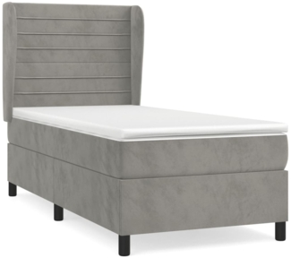 vidaXL Boxspringbett mit Matratze Hellgrau 90x200 cm Samt 3129249
