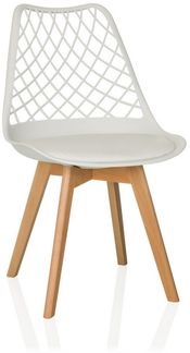 hjh LIVING Schalenstuhl Schalenstuhl SCANDI HOL Kunststoff ohne Armlehnen (Einzeln), Esszimmerstuhl, Stuhl mit Holzbeinen, skandinavisches Design, Kissen