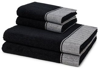 Möve Brooklyn 4 tlg. Frottier-Set - 2 X Handtuch (50 X 100cm), 2 X Duschtuch (80 X 150cm) - 600 g/m2 - Black