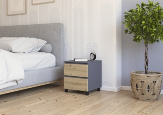 rauch Joel-Extra, Rollcontainer, 2 Schubladen, Farbe Grau metallic/Eiche Artisan, BxHxT 40x45x42cm