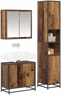 vidaXL Badezimmermöbel-Set mit Regal 3 pcs Altholz Holzwerkstoff 3402515