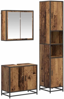 vidaXL Badezimmermöbel-Set mit Regal 3 pcs Altholz Holzwerkstoff 3402515