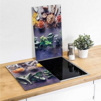 Haushalt International Herd-Abdeckplatte Herdabdeckung, (2 tlg, hygienische Oberfläche - hitzebeständig), Motivauswahl, aus spezialgehärtetem Sicherheitsglas