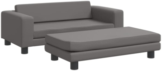 vidaXL Kindersofa mit Hocker Grau 100x50x30 cm Kunstleder 3196417