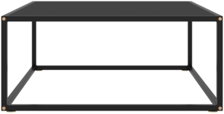 Couchtisch, Sofatisch Schwarz mit Schwarzem Glas 80 x 80 x 35 cm
