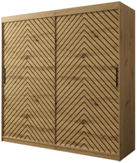 Kleiderschrank Sonter I 200 (Farbe: Artisan Eiche / Artisan Eiche + Schwarz, Größe: 200 cm, ohne Schubladen)