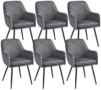 Yaheetech Esszimmerstuhl Küchenstühle (6 St), Stuhl-Set Polsterstühle mit Armlehnen und Metallbeine