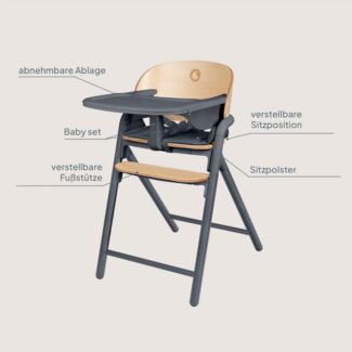 lionelo Hochstuhl CELIA (3-in-1-Hochstuhl Komplettset), 3in1/Einhandverstellung/Kunstleder/Tablett/Babyset enthalten