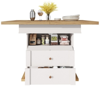 REDOM Esstisch Platzsparender Esstisch (Ausziehbarer Teleskoptisch 110-140 cm, Platzsparender Esstisch mit Soft-Close-Tür & Stauraum, 1-St)