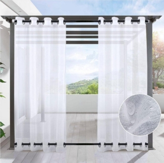 Sunicol Outdoorvorhang 1-4er Outdoor Vorhang Wetterfest mit Ösen, Sonnenschutz, Balkon, (2 St), Wasserdicht Gardinen