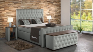 Meisterbetten Boxspringbett Tela 100x200 in KL-Grau, Matratzenbezug Nano, Ergoflex-Topper