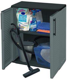 Gartenschrank Wetterfest, Kunststoff Grau, 68 x 37 x 84 cm