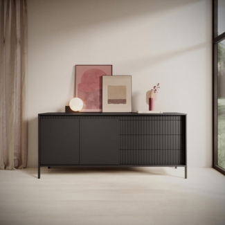 Compleo Schubkastenkommode mit drei Schubladen, gerillte Front, Elegant und Praktisch, Breite: 187 cm