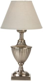 PR Home 281361316-166 Tischleuchte Pollino antikes Silber Lampenschirm cremeweiß 33cm