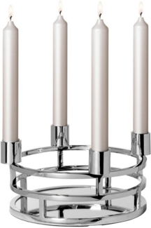 Fink Tablett MODENA, Spiegeltablett, Aluminium, Edelstahl, Glas, (1-tlg), Kranz f. Stabkerzen, Kerzentüllen demontierbar, Ø 28,5 cm
