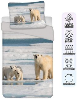 BrandMac Kinderbettwäsche Bettwäsche Set mit Eisbär 135 x 200 cm 100% Baumwolle, 1 teilig, Langlebig
