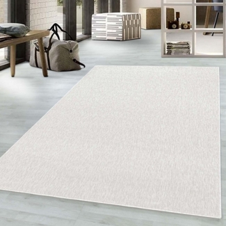 TaraCarpet Teppich TaraCarpet Teppich Osaka robustes Flachgewebe uni, rechteckig, Höhe: 7 mm, modern einfarbig creme Wohnzimmer Esszimmer Schlafzimmer 080x150 cm