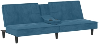 vidaXL Schlafsofa mit Getränkehaltern Blau Samt 351919