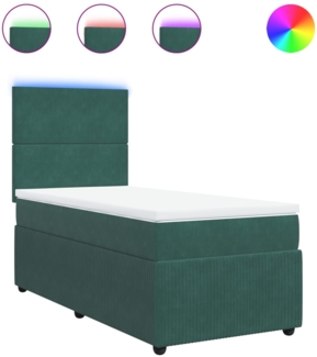 vidaXL Boxspringbett mit Matratze Dunkelgrün 100x200 cm Samt 3294559