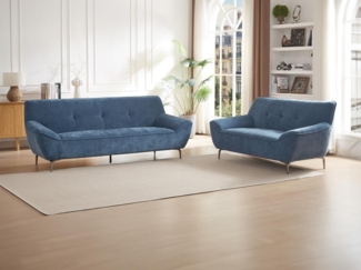 Vente-unique - Sofas 3-Sitzer & 2-Sitzer - Stoff - Blau - PAVULIA