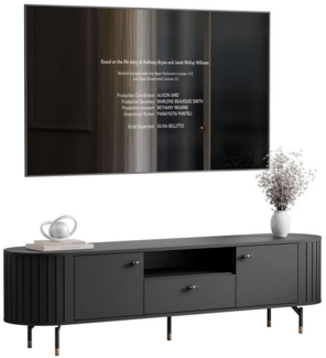 yourhouse24 TV-Schrank ELODIE 180 cm, Geriffelt, Lowboard Schwarz/Kaschmir