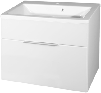 Fackelmann KARA Badmöbel Set 2-teilig 80cm, Weiß, Gussmarmor, 1 Schublade