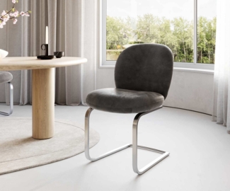 Freischwinger Nube-Flex Mikrofaser Anthrazit Vintage Freischwinger flach Edelstahl Taschenfederkern