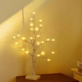 Salcar LED-Lichterkette LED Baum Lichter Warmweiß Weihnachten LED Birkenbaum, 1PC 60cm LED Lichterbaum Innen mit 24 LEDs Licht