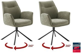 Armlehnstuhl >DIVERIA< (2-er Set) in Olive, Polyester - 64x90x66cm (BxHxT)