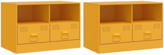 vidaXL TV-Schränke 2 Stk. Senfgelb 67x39x44 cm Stahl 841746